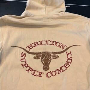 Brixton Tan Hoodie with Bull Graphic